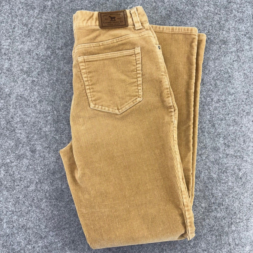 Lauren Ralph Lauren Tan Corduroy Pants Womens 4 Straight Leg High Rise Camel